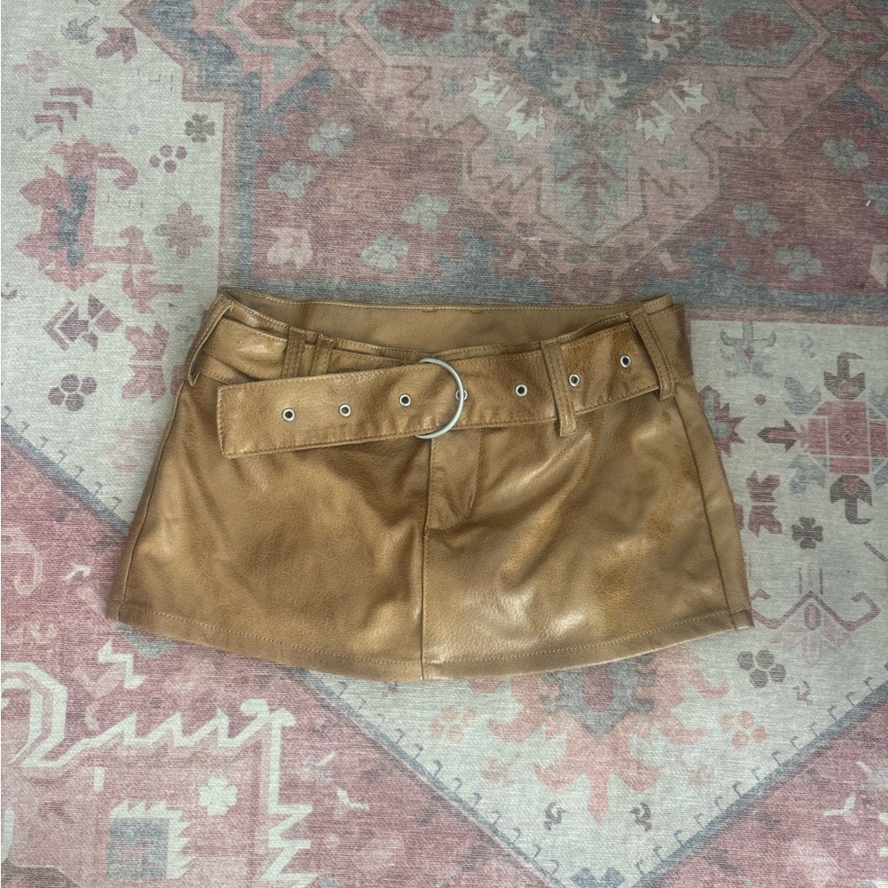 Windsor Camel Leather Mini Skort
